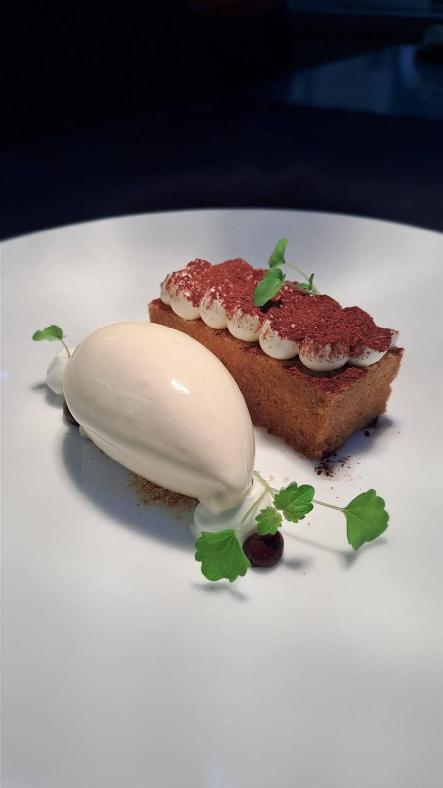Schokoladen-Dessert mit Vanilleeis